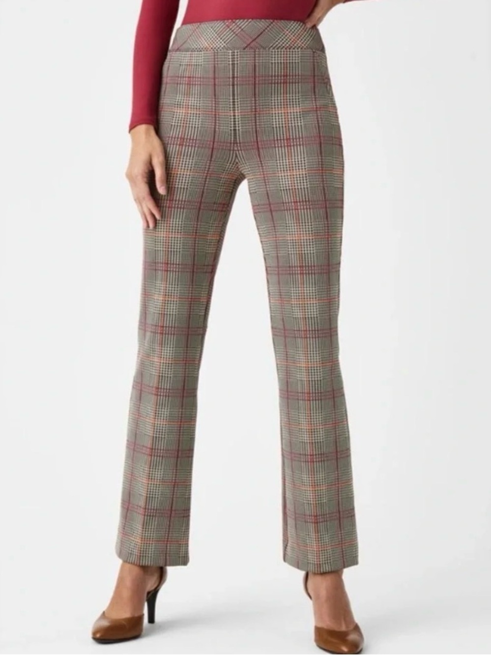 SPANX | Perfect Pant in Kick Flare Limited Edition Orange Pop Plaid Jacquard | M